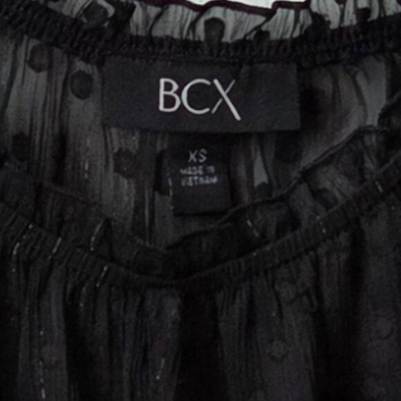 NWT BCX Juniors Round-Neck Sheer Flare-Sleeve Blouse XS - Picture 6 of 10